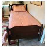 Solid Wood Twin Bedframe Including Matress, Boxspring, And Bedding, 40.5" Tall