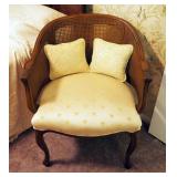 Upholstered Side Chair, With Cane Back, 30" x 26" x 18", Includes Throw Pillows, Qty 2