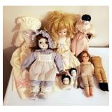 Porcelain Dolls, Qty 3, And Pillow Case Doll