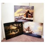 Printed Canvases Of Dutch Water Ways, Qty 2, And Dairy Cattle, Unframed, 16" x 20"