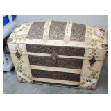 Antique Hand Painted Camel Back Storage Trunk, 25" x 32" x 18"