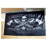 United States Of America Flag, 28" x 50", And Liberty Or Death Flag, 36" x 61"