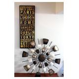 Metal Geometric Wall Hanging, 26" Diameter, And Canvas Print Destination Wishlist, 28" x 10"