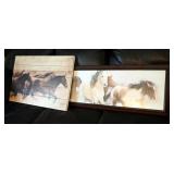 Framed Under Glass Wild Horse Print, 15" x 39", And Printed Horse Barnwood Wall Art, 20" x 30"