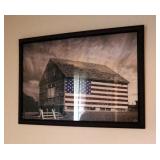 Framed Under Glass Patriotic Barn Print, 27" x 39"