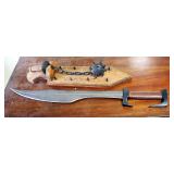 Spartan Warrior Sword, 32.5" Long, Very Sharp, And Vintage Medieval Mace With Wood Hanger
