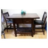 Solid Wood 2 Drawer Kitchen Island/Counter Height Table, 36.5" x 49" x 36", With Matching Chairs, Qt