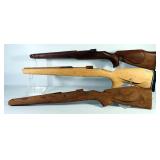 Wood Rifle Stocks, Qty 3, Partial Completion, 1 With Bishop Butt Plate And 1 With Pachmyr Butt Plate