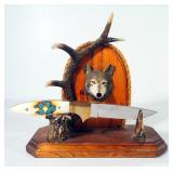 Fixed Blade Knives, Qty 2, 4.25" And 3.75" Blades, Both On Display Stands