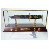 Franklin Mint Iwo Jima WWII Brotherhood Of Arms Commemorative Fixed Blade Knife, With Stand And Disp