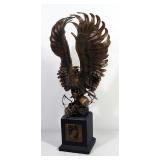 Franklin Mint POW MIA Bronze Eagle Sculpture Wit COA And Mirrored Back Display Case