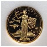 2017 1/10 oz 24K Pure Gold Cook Island Tribute To The United States $5 Coin