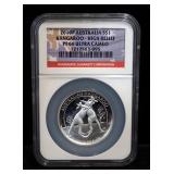 2010P Australia 1 oz .999 Silver High Relief Kangaroo $1 Coin, Certified By NGC, Graded PF69 Ultra C