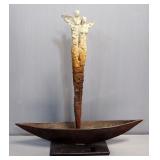 Gustavo Torres (Mexican, 1967- ), Symbolic Form Of Life Bronze Statue, 21.5" High