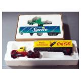 Diecast Branded Tractor Trailers, Qty 2, Includes Sprite And Coca-Cola Coke, Both In Boxes