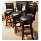 Swivel Bar Stools With Upholstered Seats And Backs, Qty 3, Seat Height 29", Back Height 42"