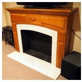 Wood Fireplace Mantel With Faux Stone Hearth, 46.5" x 61" x 24"