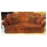 Upholstered 2 Cushion Sofa, 37" x 84" x 36", With Throw Pillows