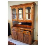 Eagle Industries Lighted 2-Piece China Hutch With Mirrored Back And Glass Shelf, 78" x 52.5" x 17"