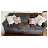 Upholstered 3 Cushion Sleeper Sofa With Throw Pillows, 34" x 78" x 36"