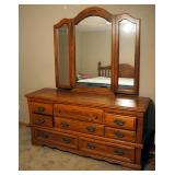 Broyhill 8 Drawer Dresser, With Bifold Mirror, 76" x 66" x 18"