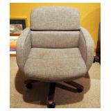 Upholstered Swivel Spring Arm Chairs, Qty 2