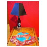 Miller Lite Beer Bottle Lamp, 20" Tall, Powers On, And Schlitz Vintage Retail Sign, 13" x 16"