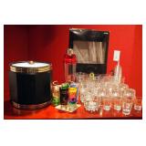 Barware Assortment, Including Ice Bucket, Rabbit Battery Powered Mixer, Disposable Party Flutes, Sho