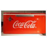 Metal Sided Coca-Cola Chest Cooler, With Split Flip-Top Lid, 13.5" x 29" x 13"