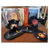 Vintage Record Assortment Including Barry Manalo LP, Various 45 Records, And Record Popcorn Bowls