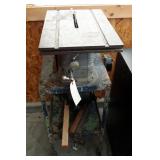 Vintage Precision Bilt 7" Electric Table Saw, On Metal Stand, 40.5" x 16" x 16"