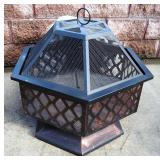 Metal Fire Pit With Top Screen, 27" x 24" x 28"