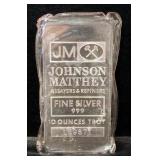 10 Troy Ounces Of .999 Fine Silver, Stamped Johnson Matthey Assayers & Refiners