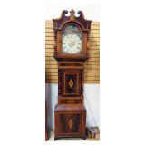 Antique Grandfather Clock, With Winding Key, No Key To Chime Door (Locked), Approx 90.5" High x 25" 