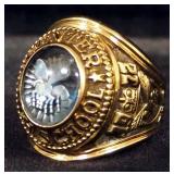 10k Gold KCMO Center High School 1972 Class Ring With Blue Stone, Size 6-3/4, Approx. 14.73 g Total 