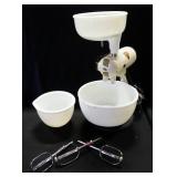 Sunbeam Mixmaster Model 9, With Bowls, Beaters, And Juicer, Powers On