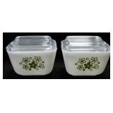 Pyrex Spring Blossom Glass Lidded Refrigerator Dishes, 1-1/2 Pint And 1-1/2 Cup (2)