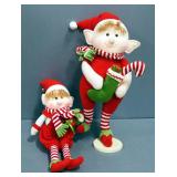 Plush Christmas Elves, Qty 2, Approx. 17" And 19" High