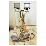 Halogen Shop Lights, With Tripods, Qty 2, And Drop Lights, Qty 2