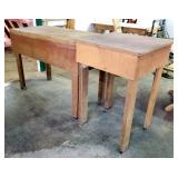 Custom Built Wood Shop Tables, Qty 2, 37" x 25" x 25", And 35" x 48" x 23"