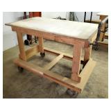 Custom Built Wood Shop Cart, 39" x 50" x 27"