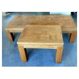 Solid Wood Coffee Table 15.5" x 63" x 30" And Matching End Table, 19" x 25" x 24"
