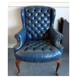 Leather Wingback Armchair With Cabriole Legs, 36" x 29" x 29"
