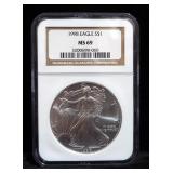 1998 American Eagle Silver Dollar, Certified By NGC, Graded MS69