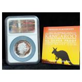 2011 P Australia Kangaroo High Relief $1 Silver Coin, 1 oz .999 Silver, Certified NGC, Graded PF70 U