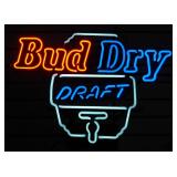 Bud Dry Draft Neon Sign, Powers On