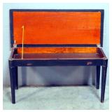 Vintage Piano Bench With Hinged Lid In Seat