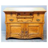 Antique Buffet, 4 Drawers And Lower Storage Area, Dovetail Construction, 36" High x 48" Wide x 24.5"