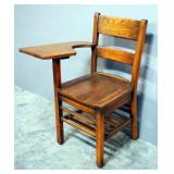 Vintage School Desk With Storage Area Under Desk, Appears Restored, 36" High