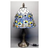 Table Lamp With Tiffany Style Shade, 16" High, Powers On